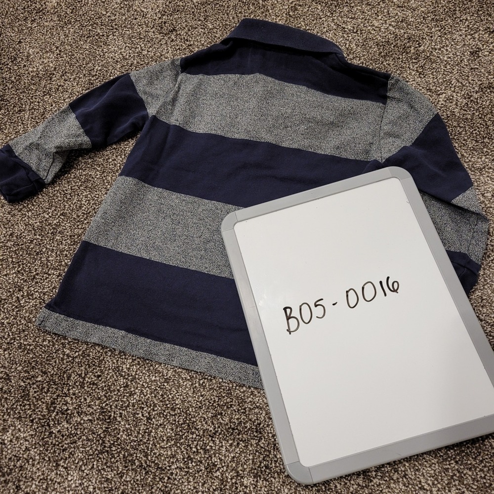 Polo Ralph Lauren Kids 3T Long Sleeve Striped Rugby Shirt Navy Grey - Picture 7 of 7